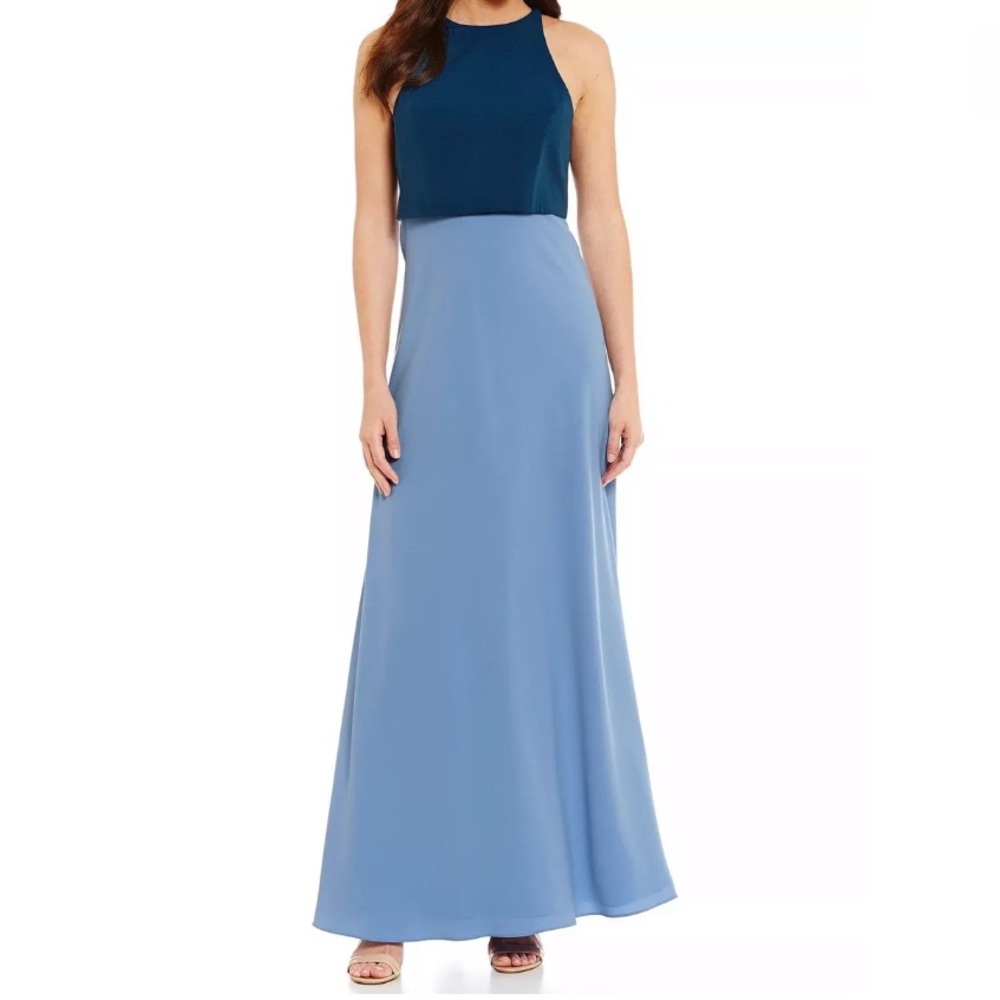 Jill Stuart Blue Two Tone Colorblock Gown Dress 2